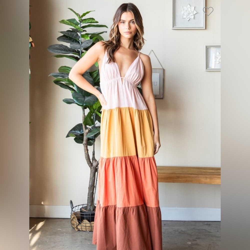 Gorgeous Multi Color Tiered Boho Maxi Dress